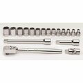 Williams Socket/Tool Set, 18 Pieces, 6-Point, 3/8 Inch Dr JHWMSB-18HF